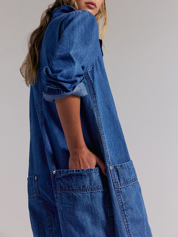 Women's Utility Wide Leg Denim Jumpsuit