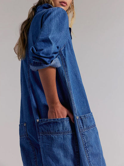 Women's Utility Wide Leg Denim Jumpsuit