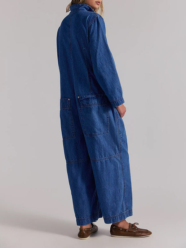 Women's Utility Wide Leg Denim Jumpsuit