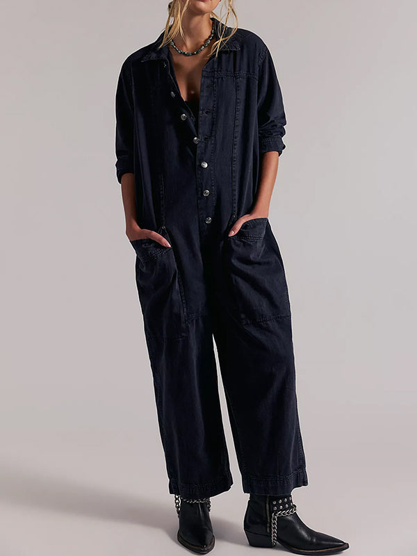 Women's Utility Wide Leg Denim Jumpsuit