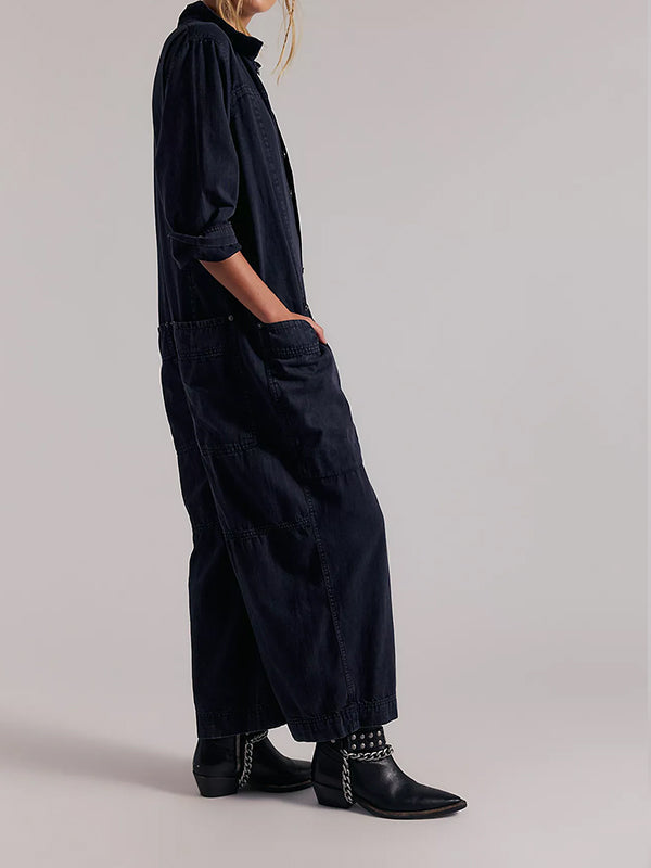 Women's Utility Wide Leg Denim Jumpsuit