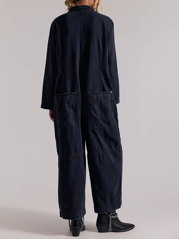 Women's Utility Wide Leg Denim Jumpsuit