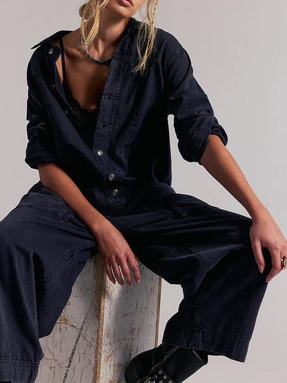 Women's Utility Wide Leg Denim Jumpsuit