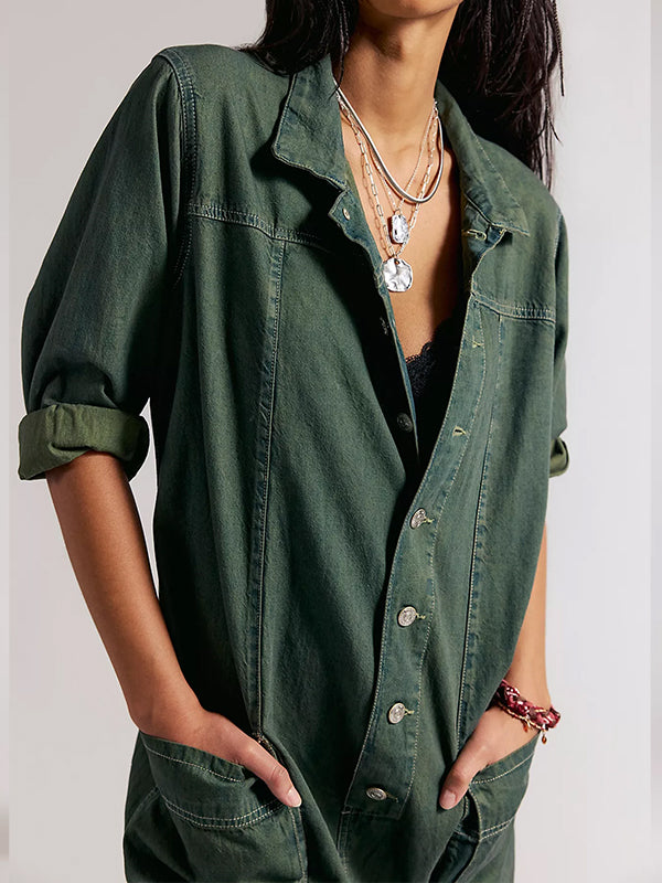 Women's Utility Wide Leg Denim Jumpsuit
