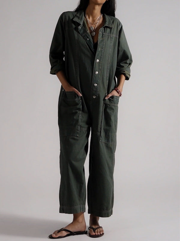 Women's Utility Wide Leg Denim Jumpsuit