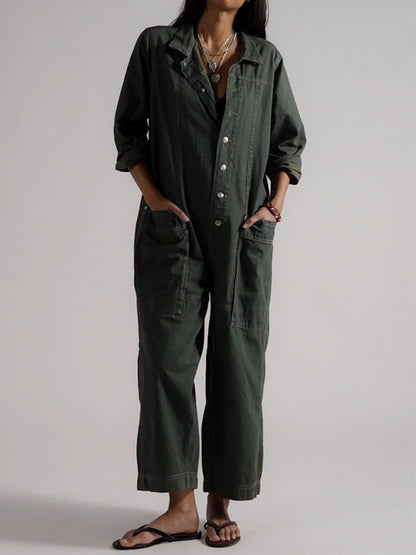 Women's Utility Wide Leg Denim Jumpsuit