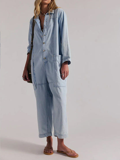 Women's Utility Wide Leg Denim Jumpsuit