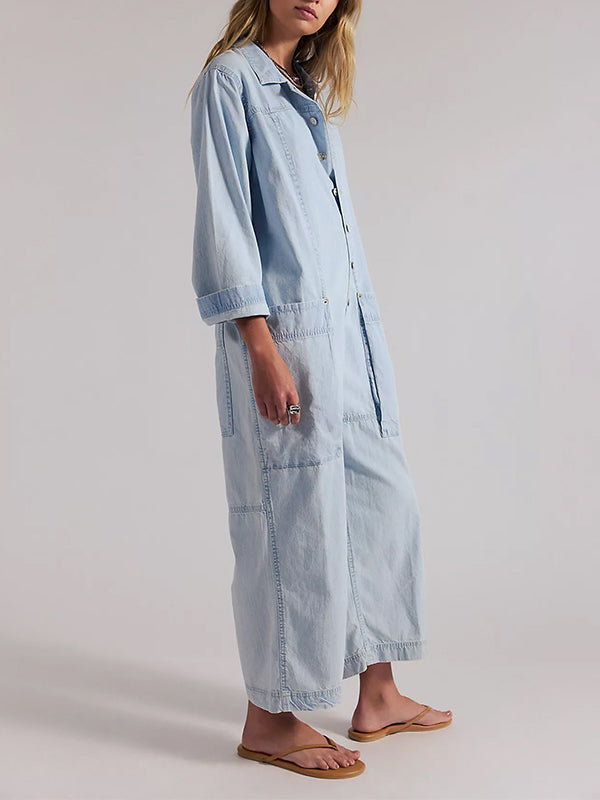 Women's Utility Wide Leg Denim Jumpsuit