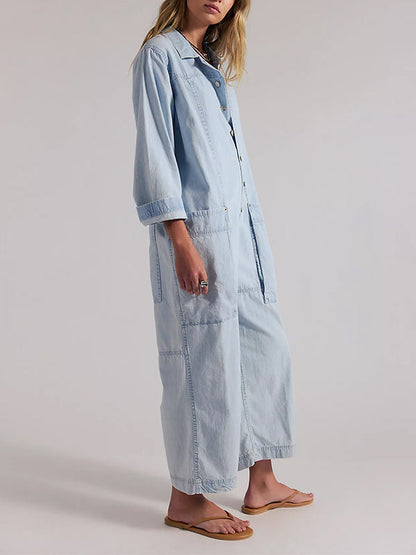 Women's Utility Wide Leg Denim Jumpsuit